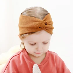 Diadema de algodón hecha a mano con nudo cruzado para niños, 1 piezas, bandanas elásticas para bebés, niñas, recién nacidos