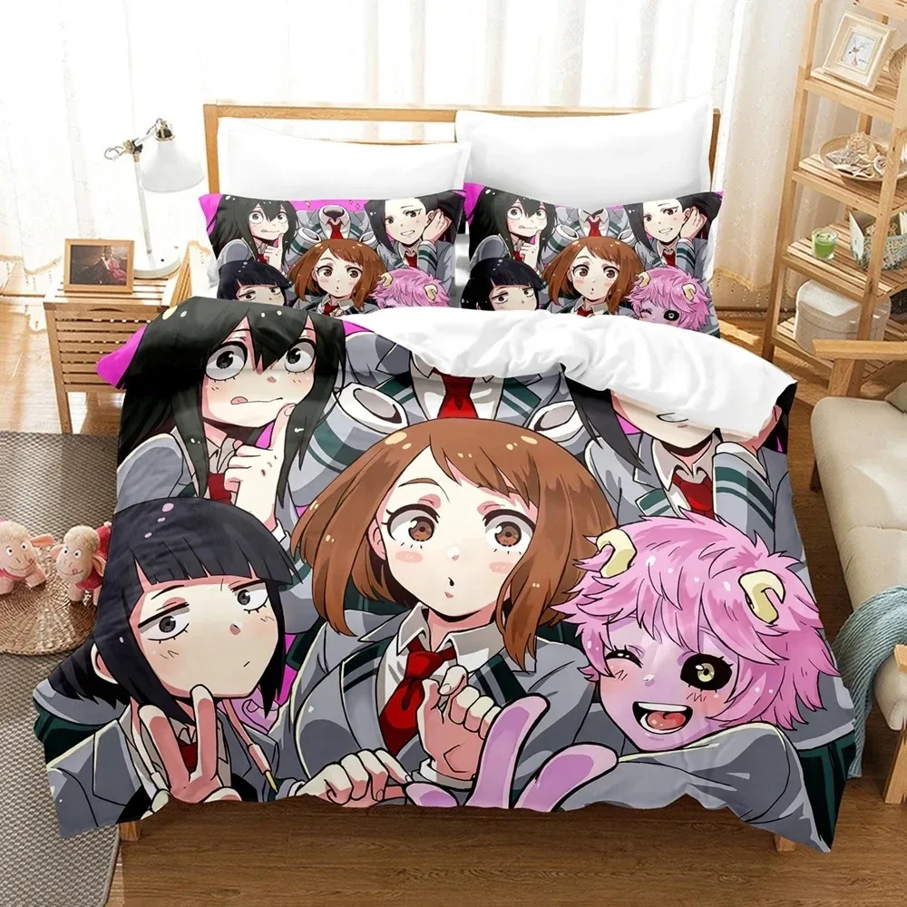 Juego de cama con estampado 3D de Anime My Hero Academia, funda nórdica, funda de edredón, funda de almohada, edredón king Queen Size para niños y adultos