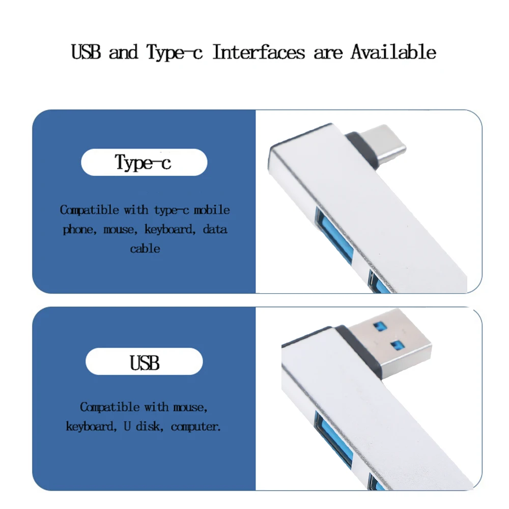 3 in 1 USB Expansion Docking Station OTG USB3.0/Type-C To USB 3 Port Splitter Hub Speed 5.0Gbps for PC Computer Laptop