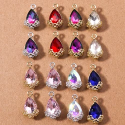 10pcs Elegant Shinning Crystal Waterdrop Charms for Jewelry Making Women Cute Drop Earrings Pendants Necklaces DIY Crafts Supply