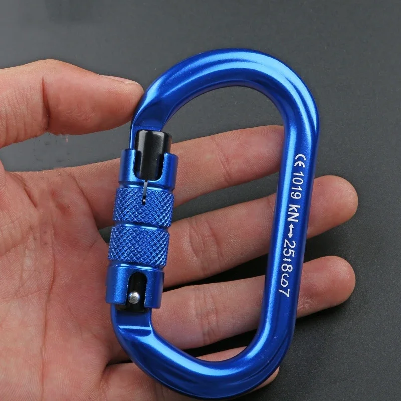 Outdoor O-shape Carabiner 25kN Aluminum Oval Hook Rock Climbing Auto Locking Screw Gate Carabiner Rock Climbing Carabiner