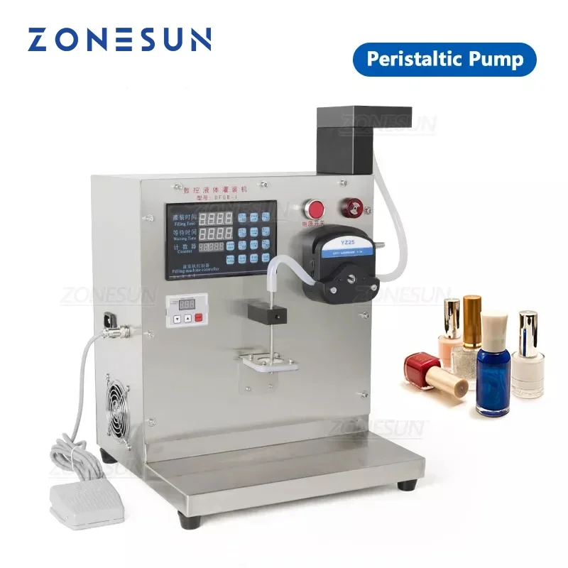 ZONESUN Nail Polish Sachet Filling Machine Cosmetic Liquid Honey Pharmaceutical Pigment Bottle Filler Peristaltic Pump