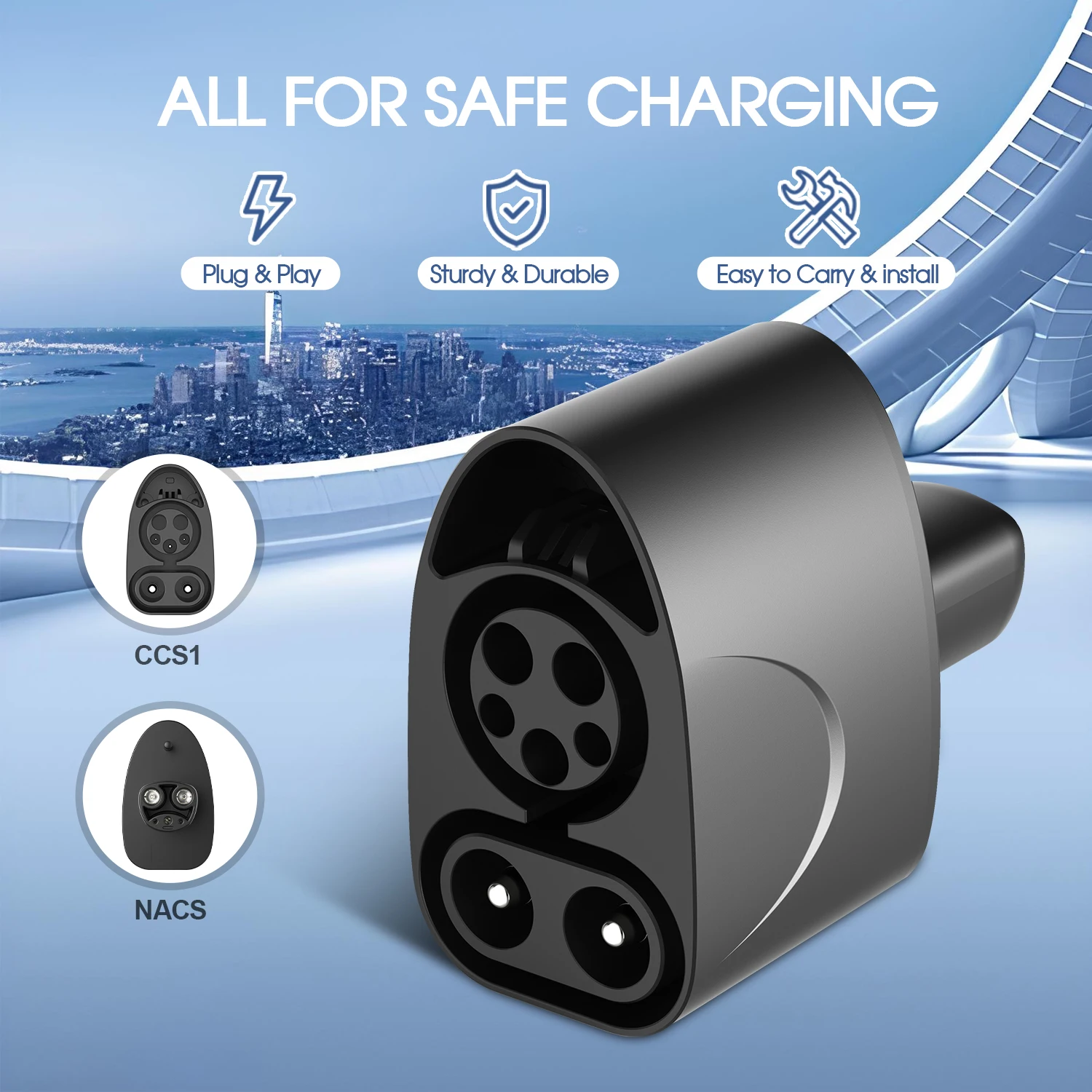 콜랑키 EV 어댑터 CCS1 - NACS 300A 최대 DC, 테슬라용 (TS-NACS 충전 포트 지원), CCS1 공용 충전소 충전 가능 썸네일 6