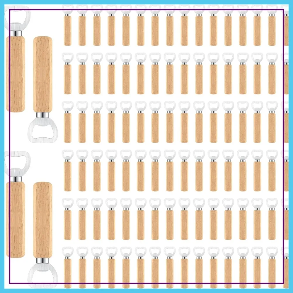 

100 Pcs Wooden Bottle Opener - Engravable Beer Bottle Openers, DIY Gift for Wedding Party Restaurant