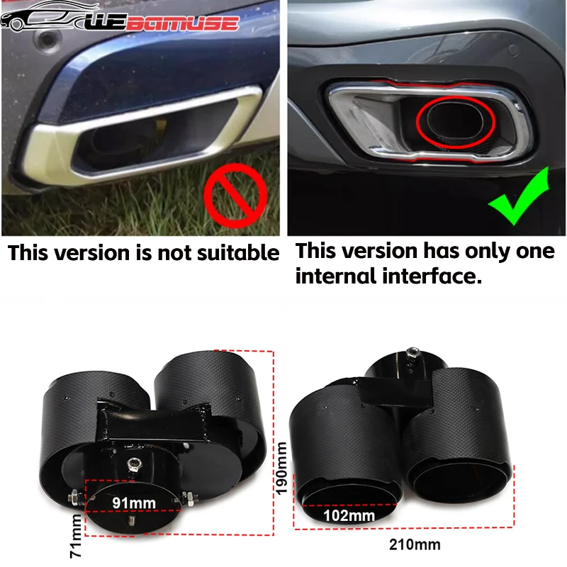 For BMW X5 G05 X6 G05 Square Exhaust Upgrade Sport 4 Outlet Stainless Steel Carbon Fiber Black Tailpipe Muffler Exhaust System