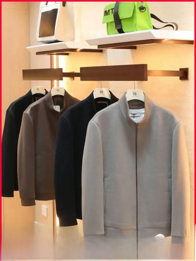 

Italian Luxury Wool Blend Men's Autumn Winter Knitted Jaet Casual Commute Faionable Ci Sle Zipper Decorated Long Sve