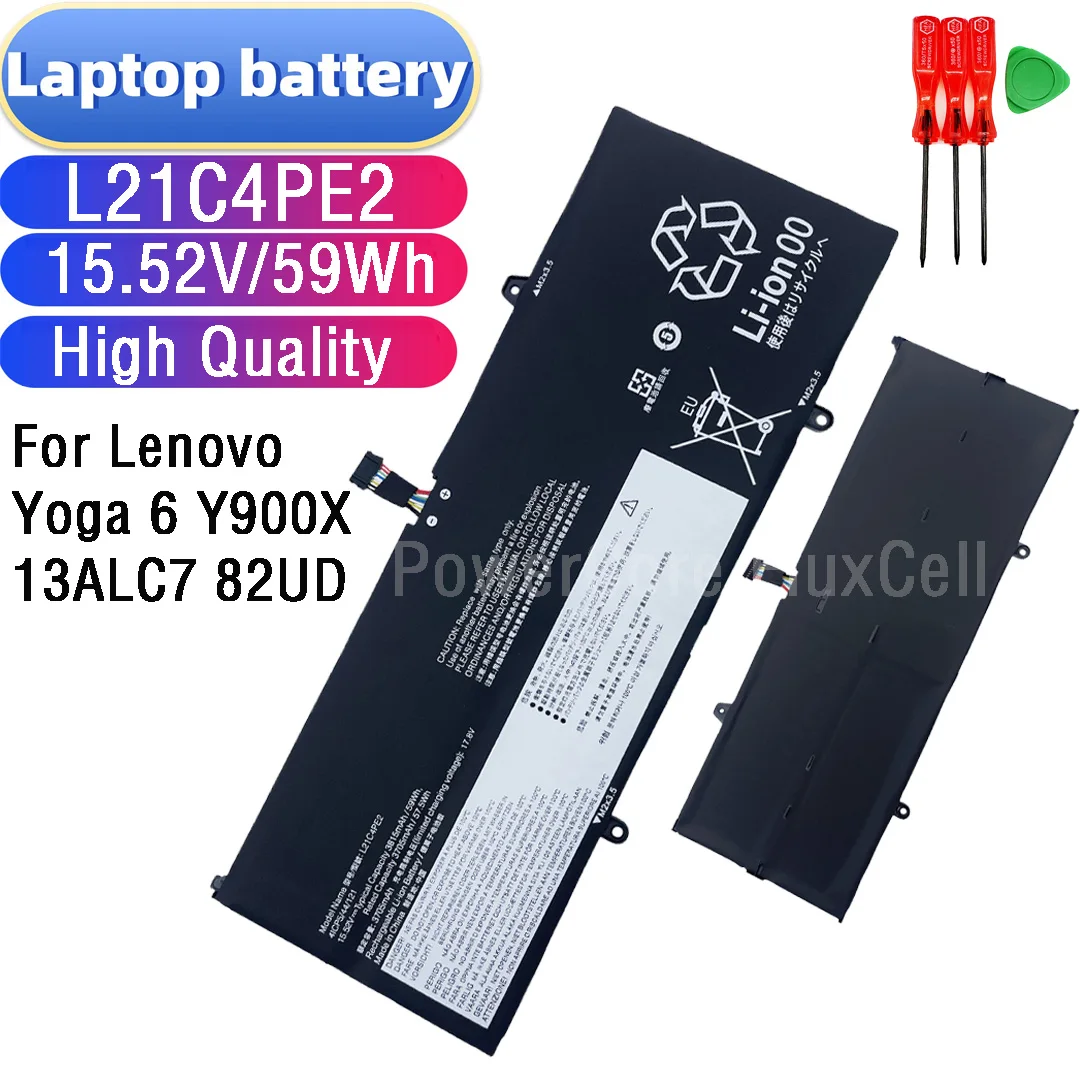 Replacement Laptop Battery High-Density Cells  15.52V 59Wh 3815mAh L21C4PE2 L21D4PE2 L21D4PE1 L21M4PE2  For Lenovo Yoga 6 Y900X