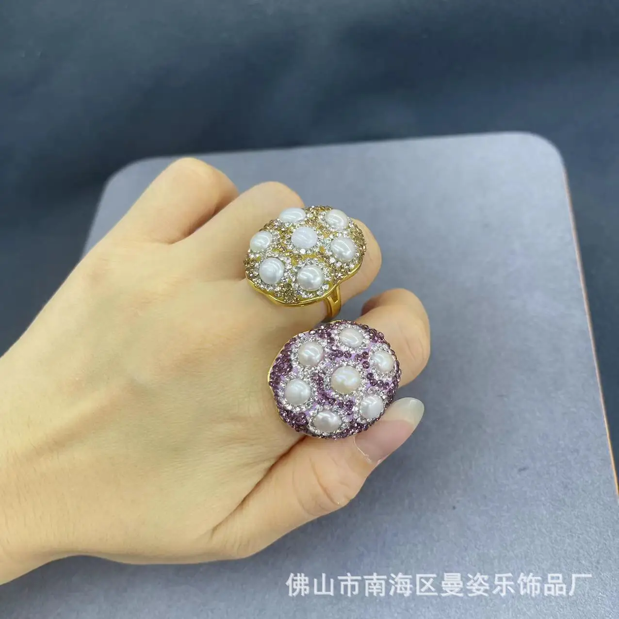 

New Baroque recycled natural pearl live, true color retention European and American factory direct sales ring