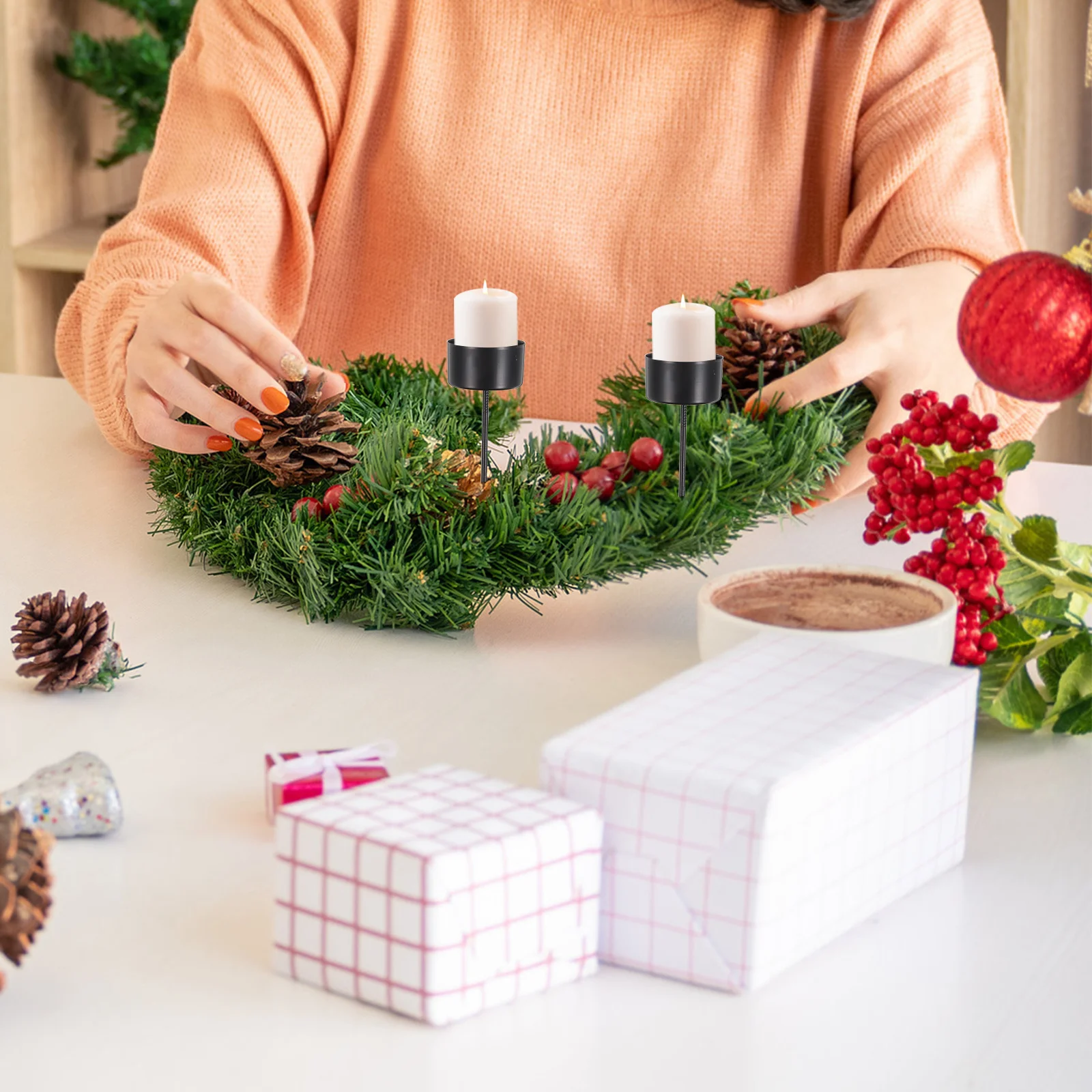 

10Pcs Vintage Candlestick Holders Heavy Duty Stand Metal Pillar Candles Stand for Christmas Wedding Dining Table Decor