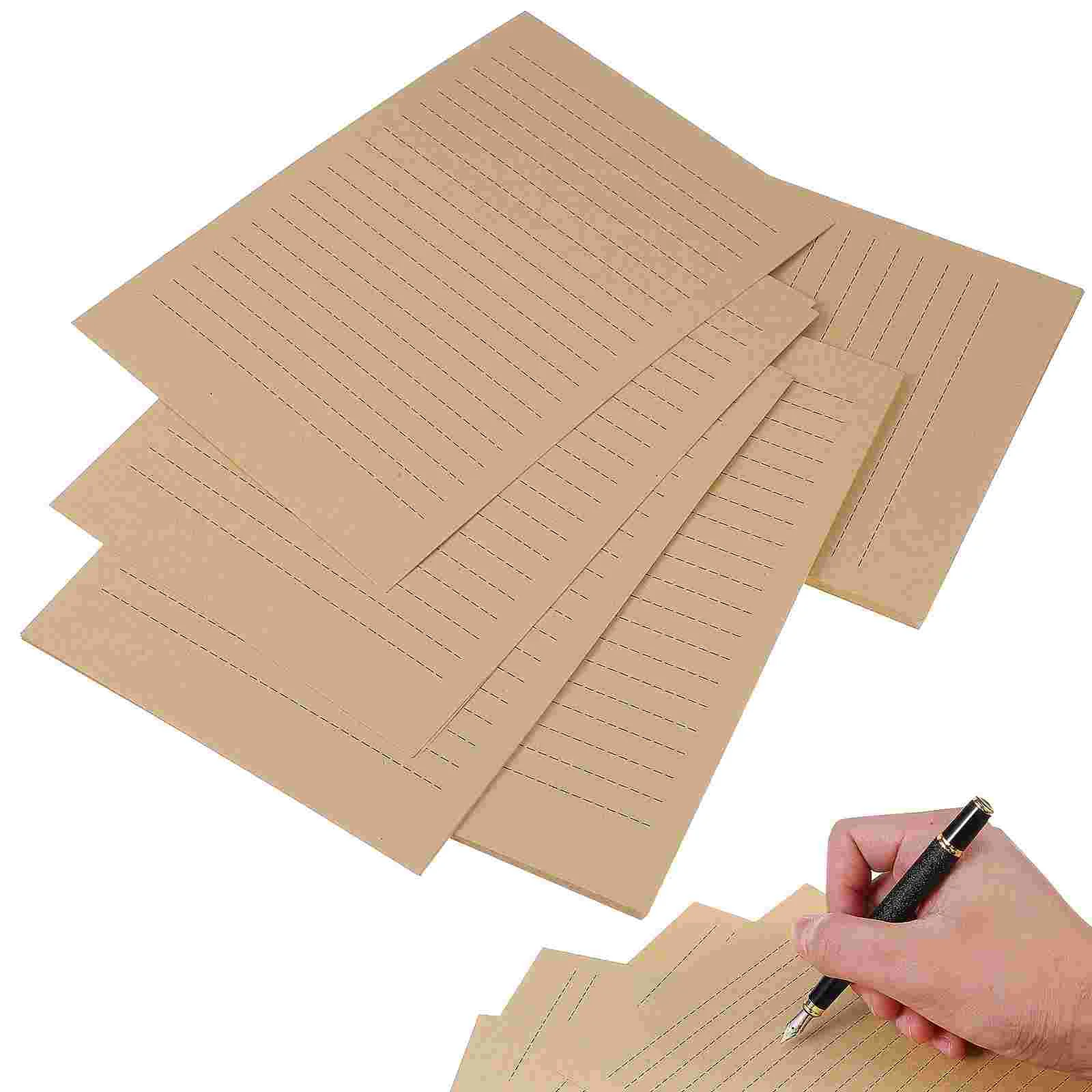 200 Sheets Writing Paper Stationery Letter Greeting Cards with Lines Retro Papers Kraft