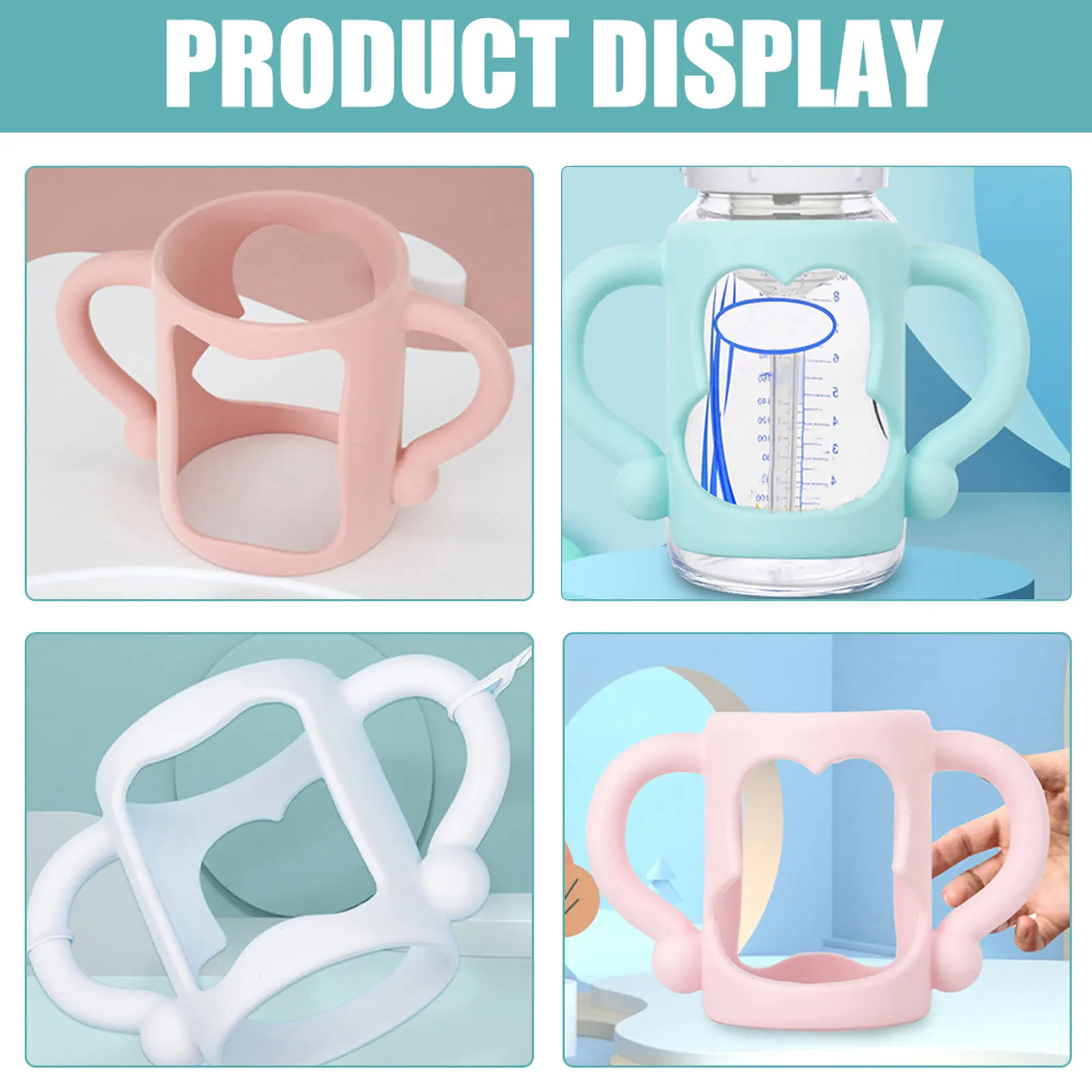 

4Pcs Baby Bottle Silicone Grip Handles Sleeve for Newborn Toddler Nursing Bottles Bottle Carrier Holders Independent Drinking