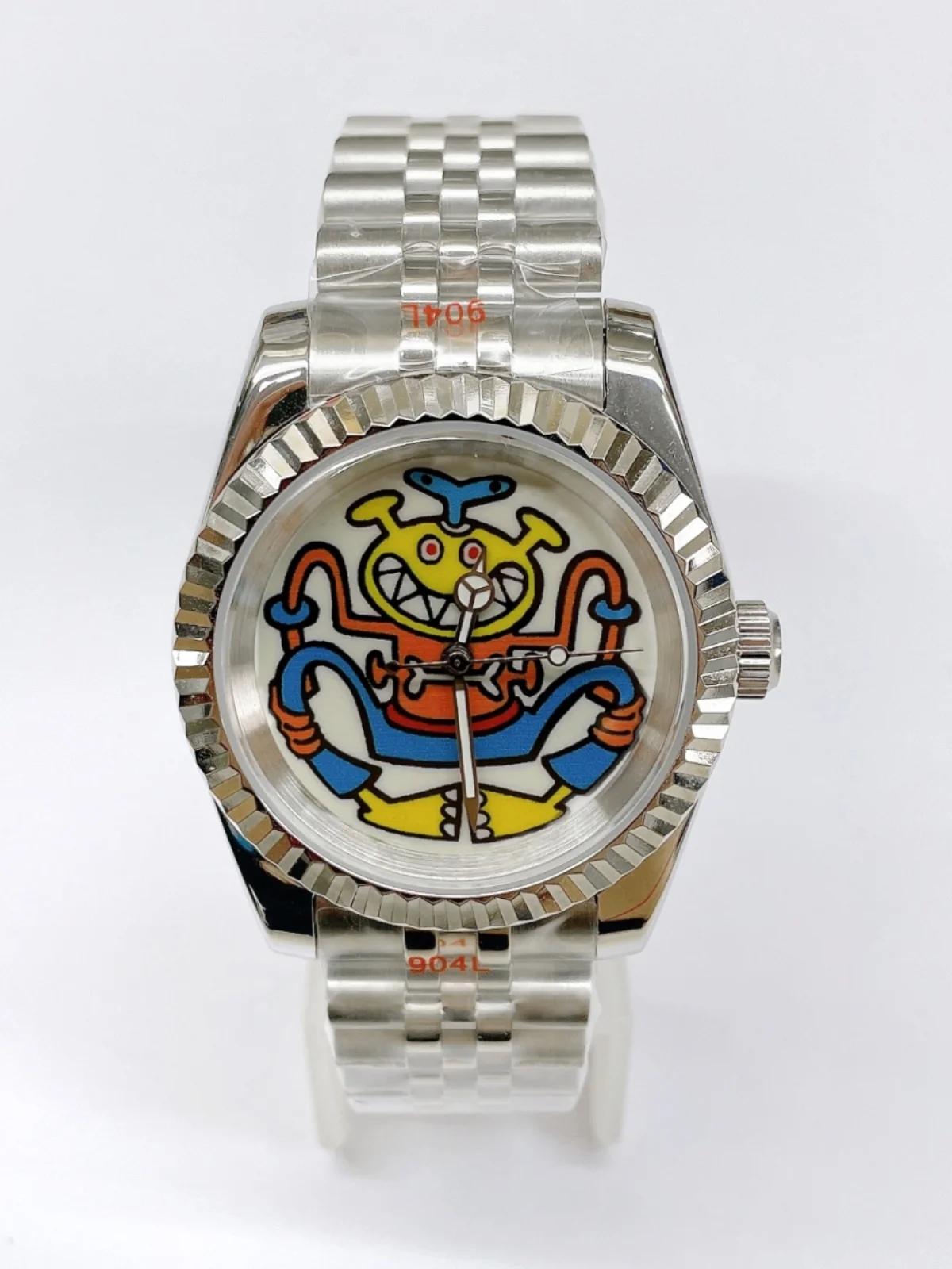 ساعة ميكانيكية للرجال، هيكل حرفي من الفولاذ المقاوم للصدأ مصنوع من زجاج الياقوت مقاس 39 ملم مع حركة NH35