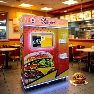 Double Cabinets Meals Hot Food Burger Vending Machine With Elevator System and Microwave Automatic French Fry Vending Machine