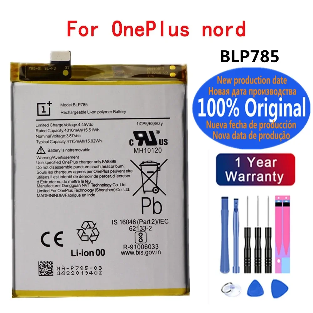 

New 100% Original One Plus Battery For Oneplus Nord BLP785 4115mAh Mobile Phone Battery Batteries Fast Shipping