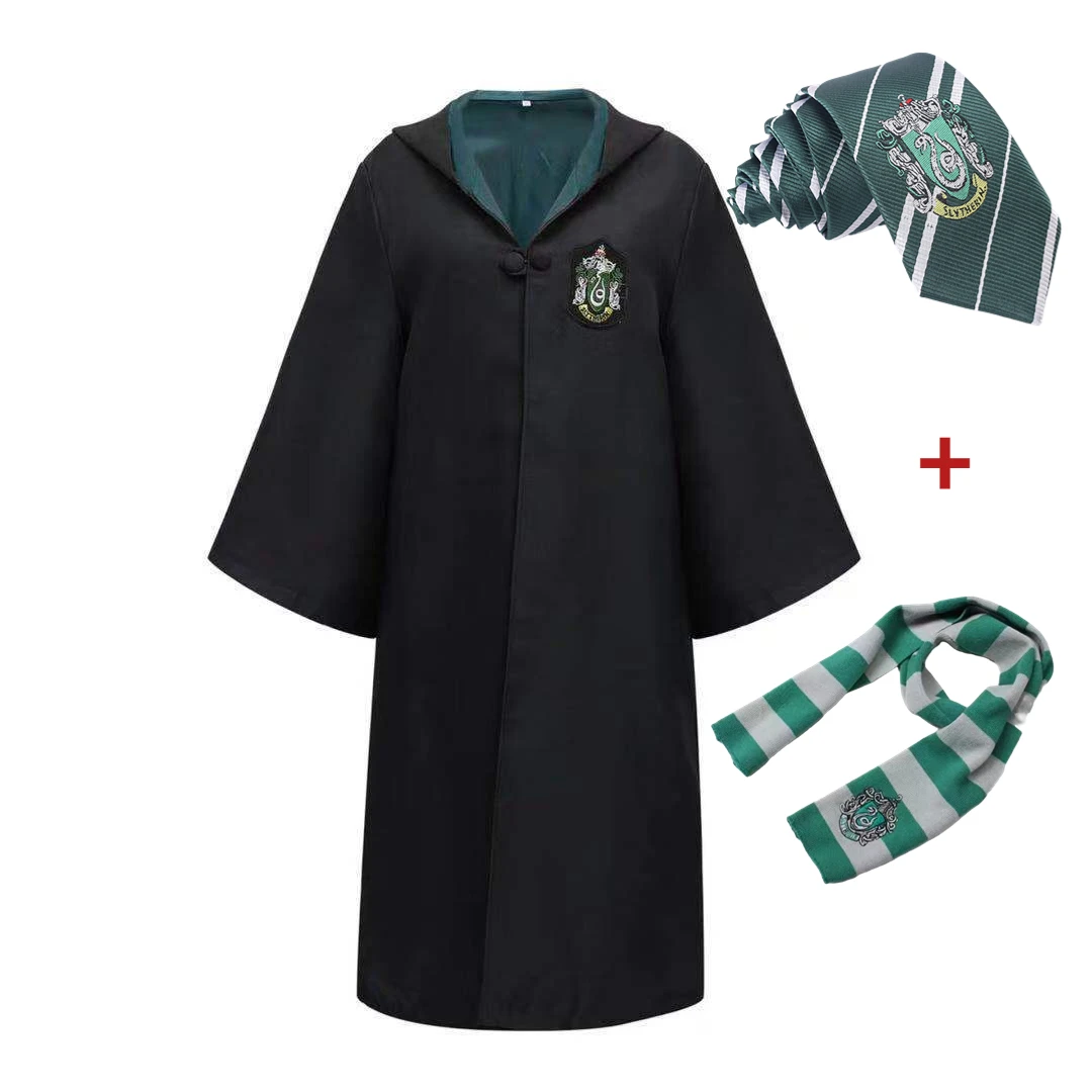 Adult Children\'s Cloak Halloween Cosplay costume School of Witchcraft and Wizardry Hat Tie Scarf Set Clothing