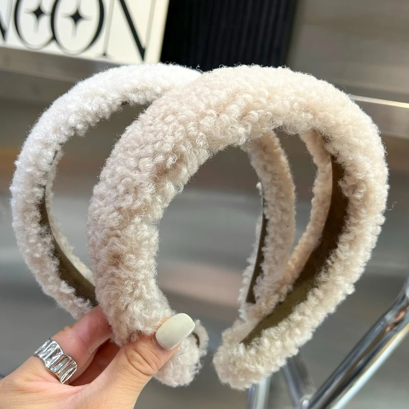 

Cut Fashion Women Lamb Wool Headbands Luxury Winter High Quality Real Fur Hair Band Lady Hair Hoop Furry Gift Hot Sale