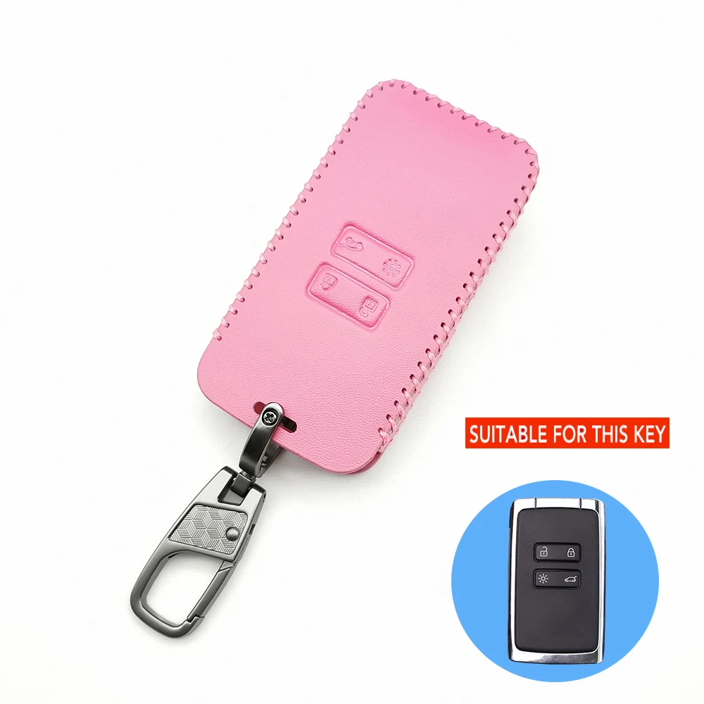 Latest 100% Leather Key Holder Key Cover For Renault Koleos Protector Kadjar 2016-2017 4 Buttons Smart Key Dust Collector