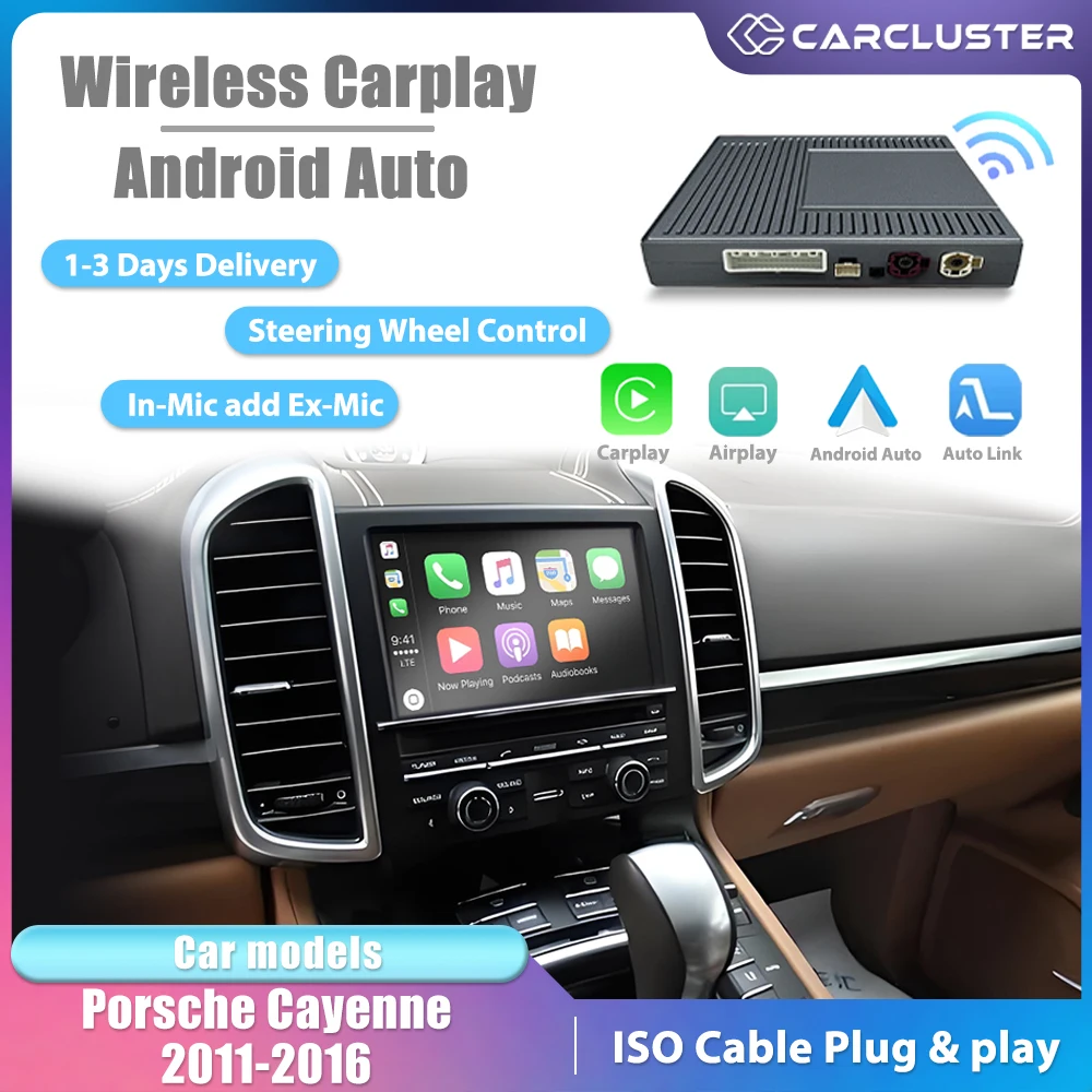 Wireless CarPlay PCM 3.0 3.1 4.0 For Porsche Cayenne 2007 8 9 10 11 12 13 14 15 16 Android Mirror Link AirPlay CarPlay Function