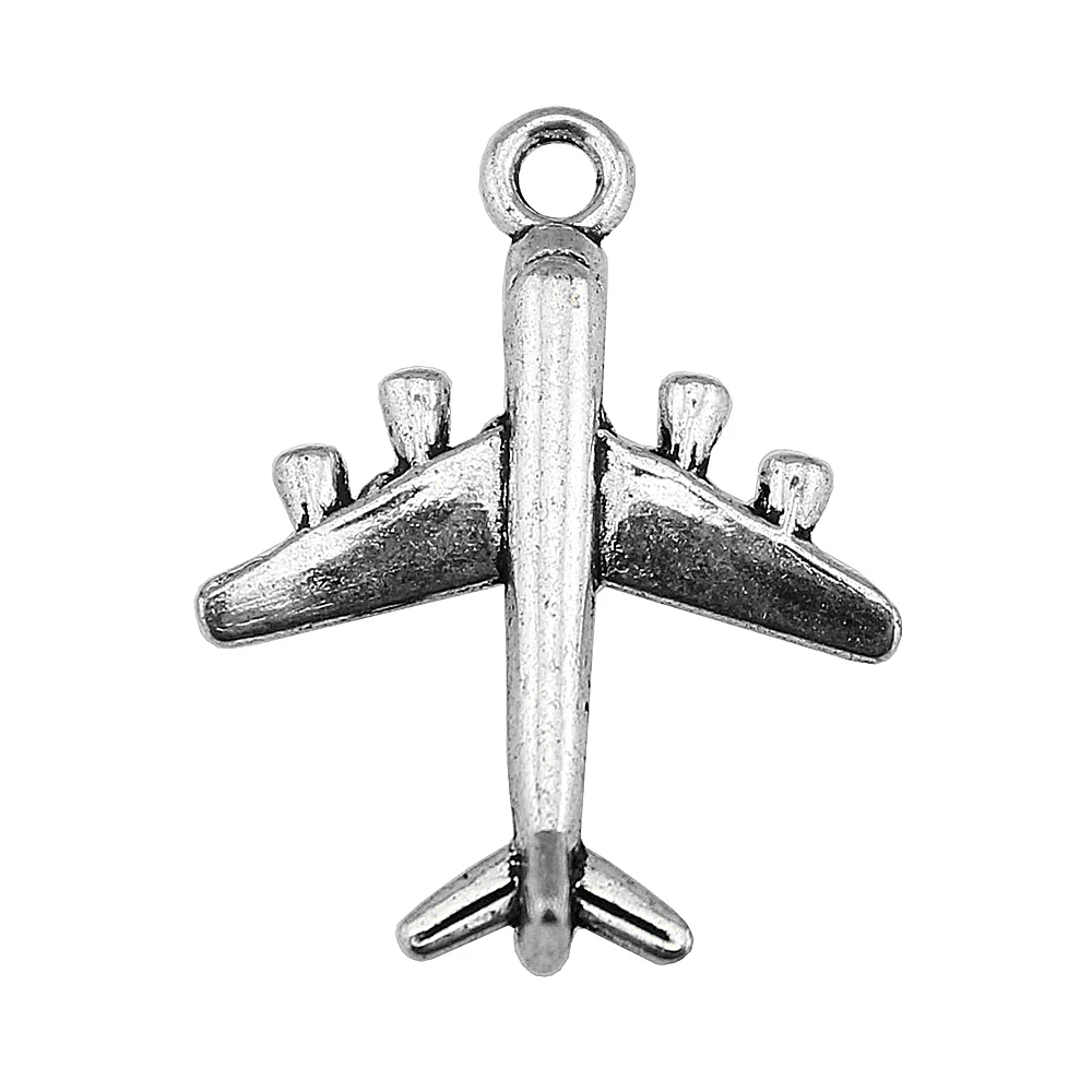 WYSIWYG 10pcs 27x21mm Airplane Fighter Charm Pendants For Jewelry Making 2 Colors Aircraft Pendants Charm