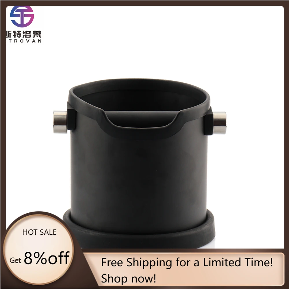 

STLG WJW Big Round Coffee Grounds Knock Box Commerical Stainless Steel Espresso Portafilter Knock Box Black Silver