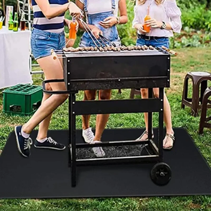

Grill Mats For Outdoor Grill Protective Mats Barbecue Fireproof Mat Grilling Mats Portable Foldable Fire Resistants Pad-A03I