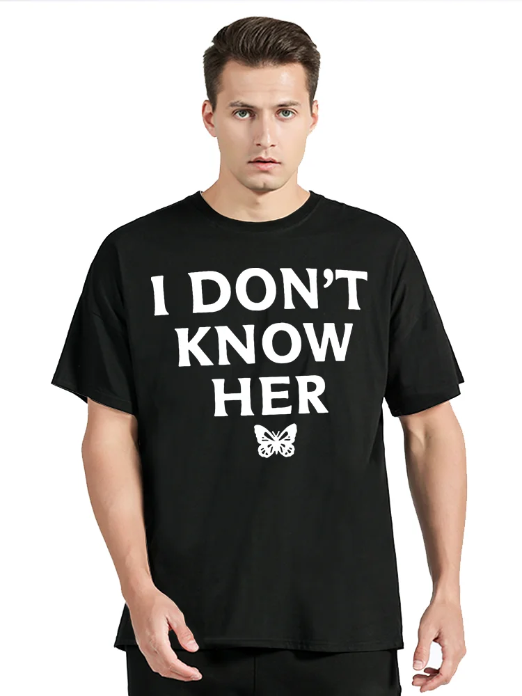 I DONT KNOW HER Mariah Carey Quote Black T-shirt Korean Fashion Vintage Men Short Sleeve Streetwear Tshirt Unisex Tops Tees