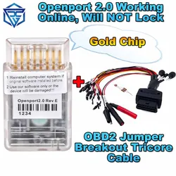 Online Gold Chip Openport 2.0 + ECU Full Protocol OBD2 Jumper Breakout Tricore Cable ECU Programming for ECU Chip Tunning Tools