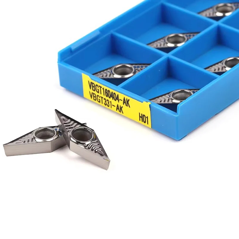 10pcs Carbide Insert VCGT160402 VCGT160404 VBGT160404  VBGT160408 AK H01 CNC Lathe Turning Tools VCGT VBGT Blade for Aluminum