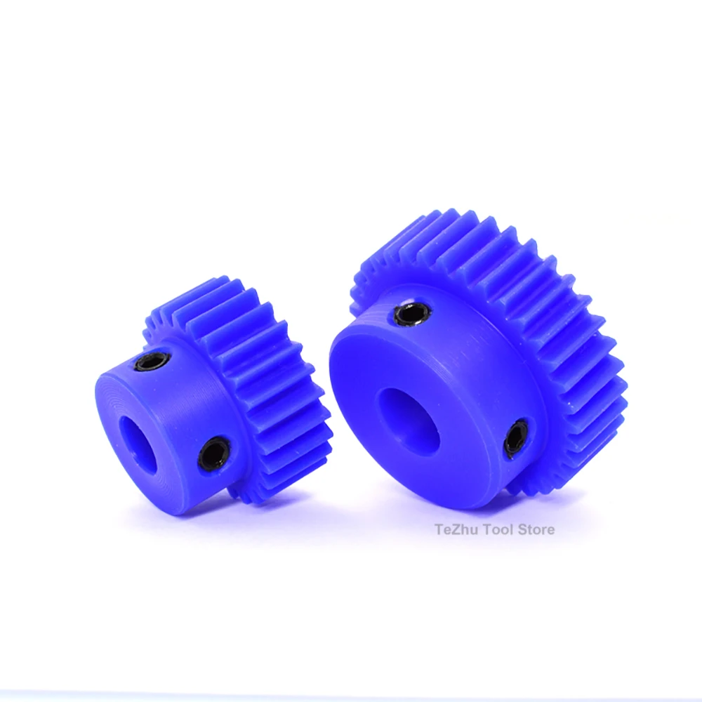 1 pz 1 M ingranaggio cilindrico in Nylon blu 1 stampo 15 denti-120 denti ingranaggio cilindrico in plastica con foro passo 4/5/6/7/8/10/12/14/15/16mm 15-120T