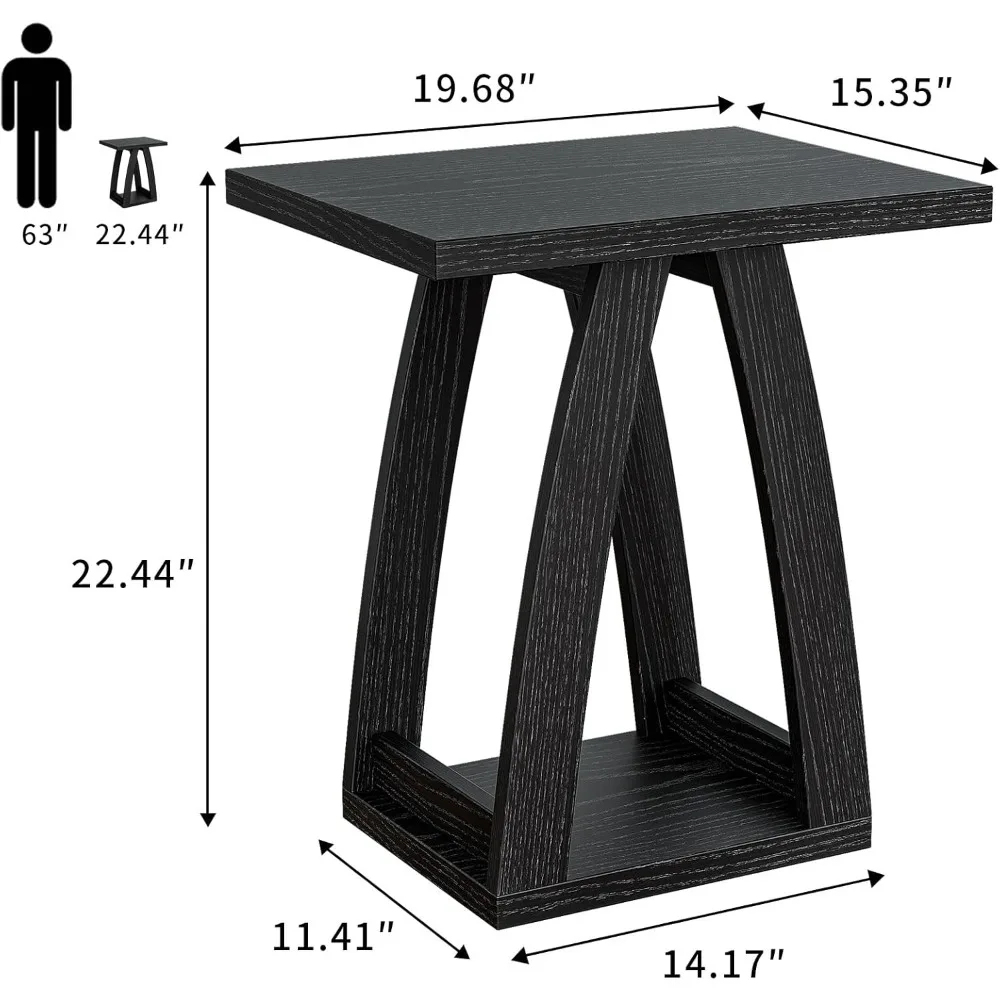 زوج من طاولات جانبية لغرفة المعيشة الحديثة لمنطقة الأريكة باللون الأسود #3