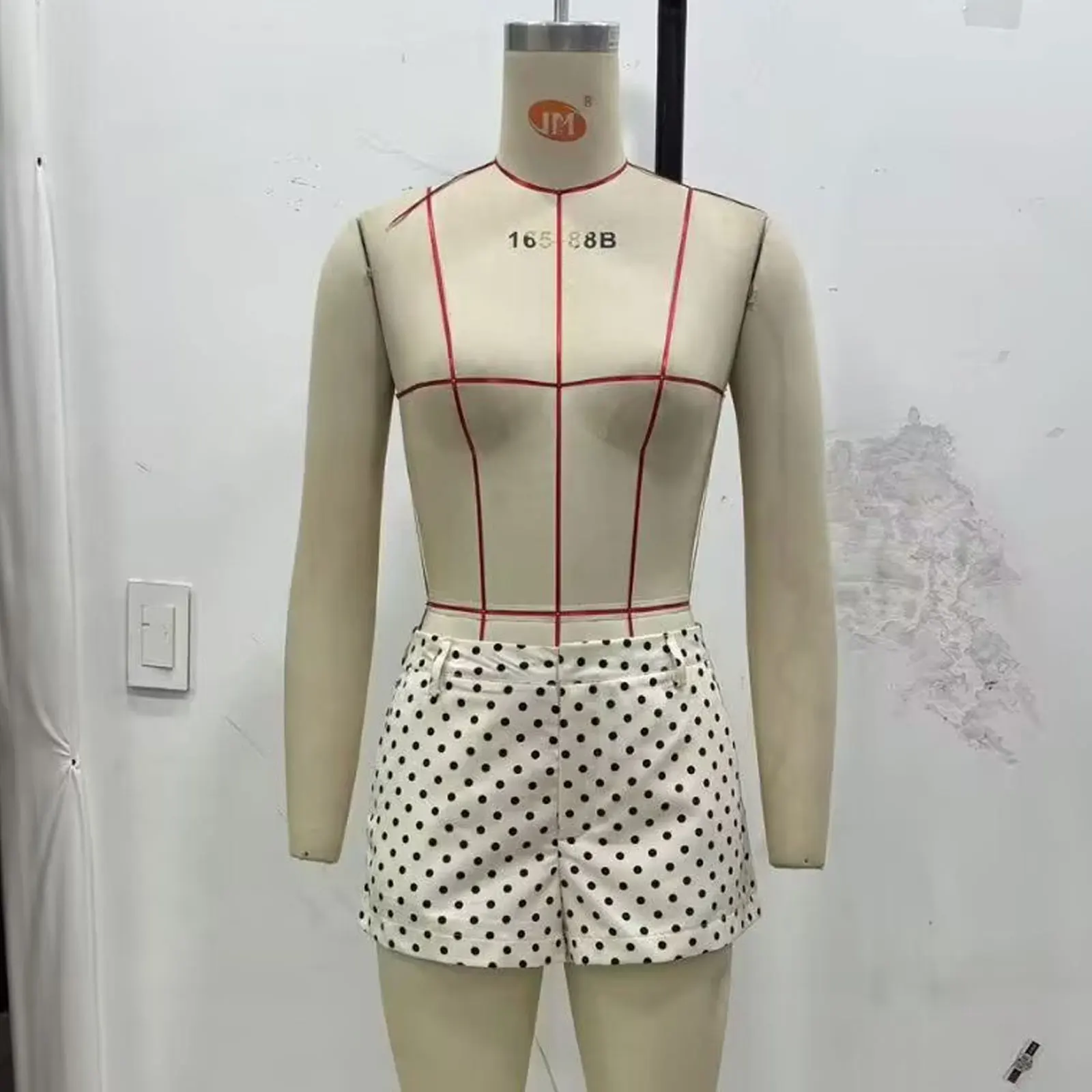 HH Weibliche Herbst Mode Polka Dot Gedruckt Set Lange Ärmel Rollkragen Kordelzug Jacke + A-line Shorts frauen Vintage Anzug – Detail 19