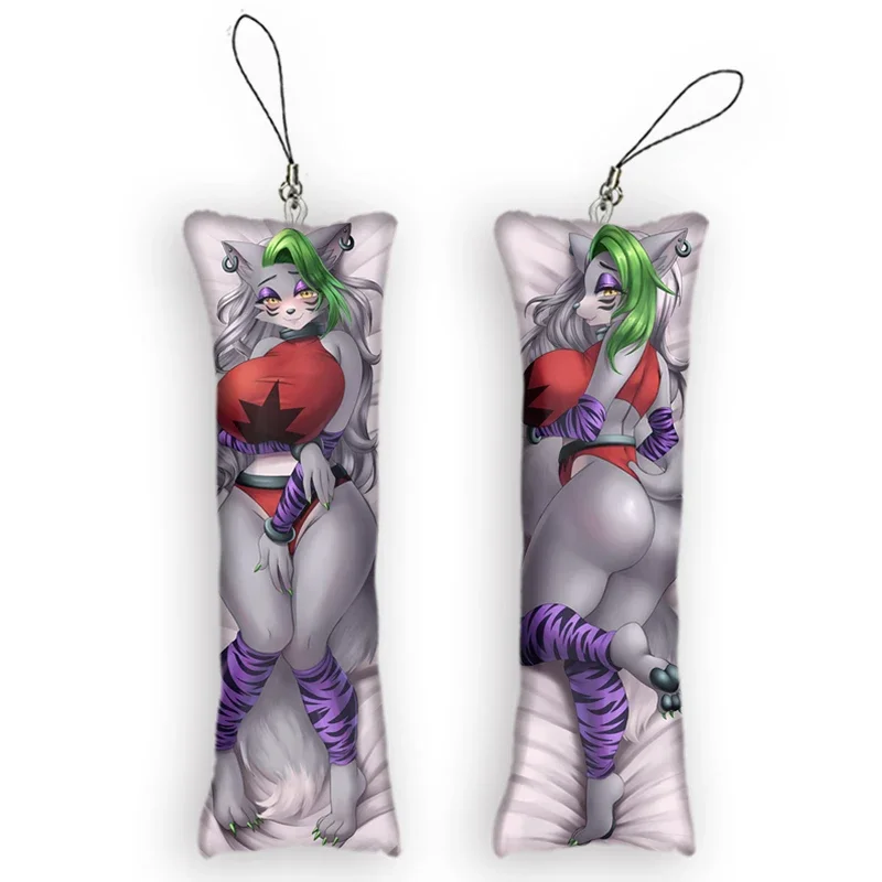 

New Fashion Roxanne Wolf(fnaf) Mini Dakimakura Pendant Anime Keychain Double-Sided Print Hanging Ornament Bag Cute Small Pillow