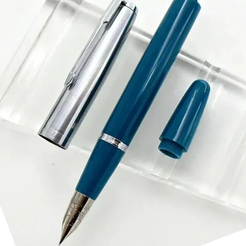 

New 601A Vacumatic Fountain Pen Piston Type Ink Pen Silver Cap F/M/Fude Hooded Nib Business Office School Supplies Stationery