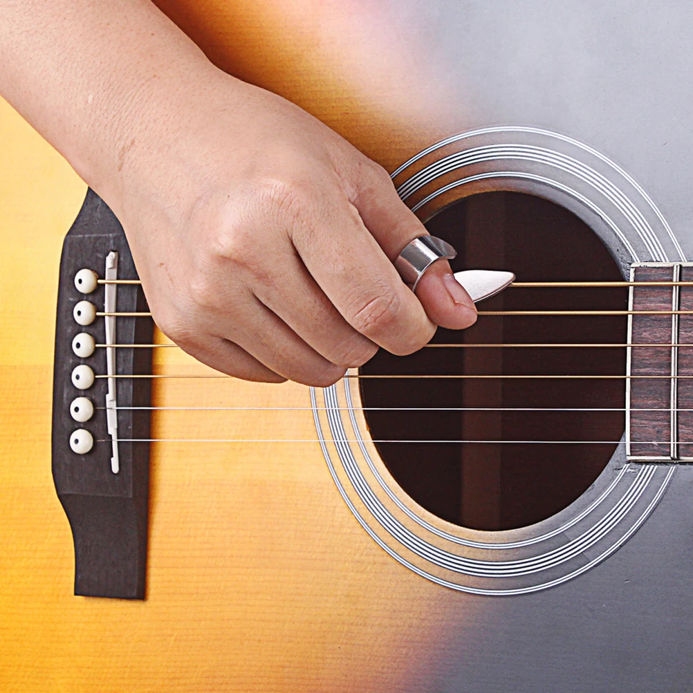 

Ultra-Thin Thumb Picks For Guitar Ukulele Lightweight Durable Metal Silver Finger Protectors Perfect For Professional Use