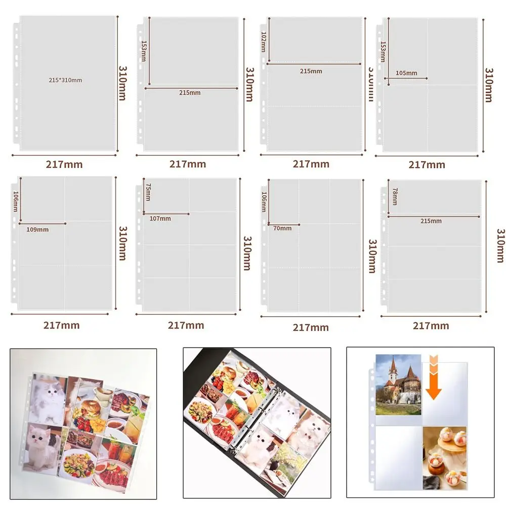 A4 Photocard Binder Sheets Transparent PP Acid Free Photo Album Refill Pages Multiple Pockets Sleeve Card Stamp Die