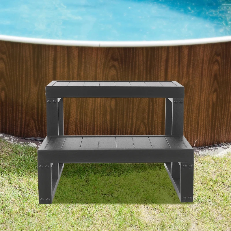 2-Step Hot Tub Steps Pool Ladder Entry Stairs Outdoor Spa Stairs