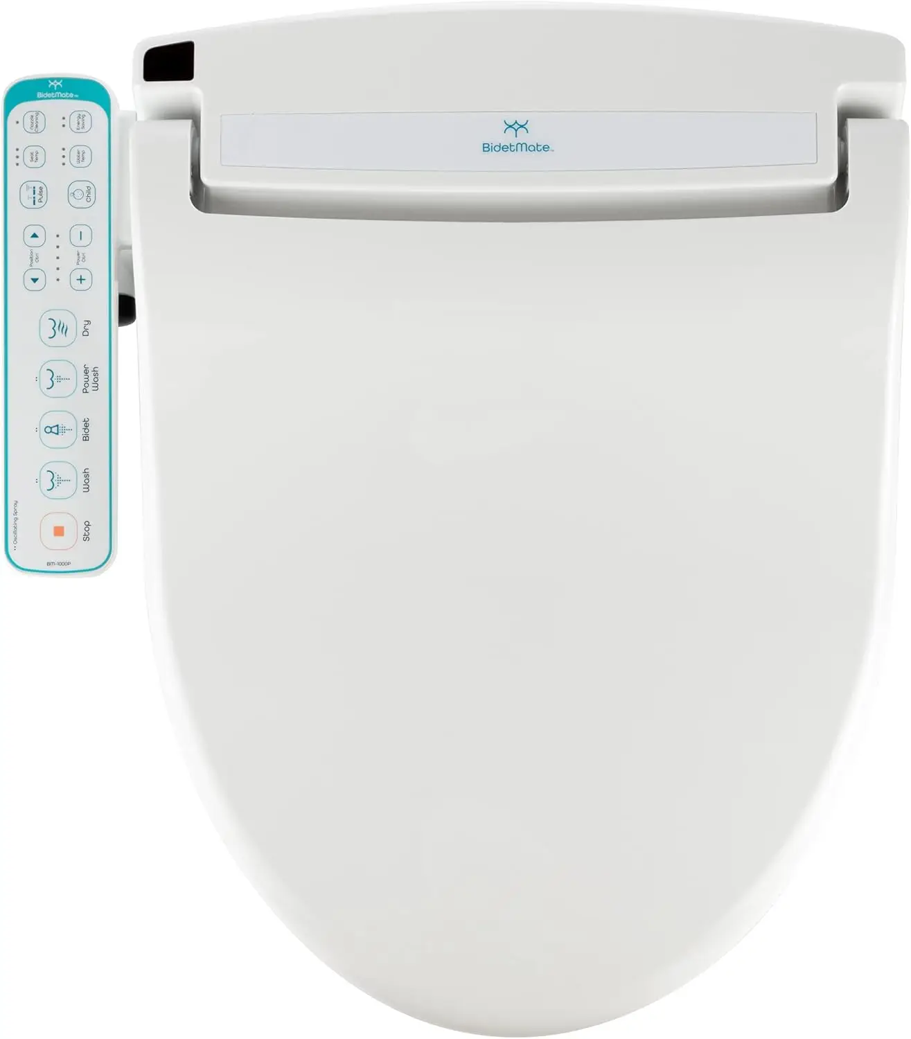 1000 Series Electric Bidet Heated Smart Toilet Seat with Heated Water, Side Control Panel, and Warm Air Dryer - Adjust