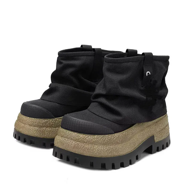 

Fashion Women Autumn Winter Ankle Boots for Woman's Round Toe Thick Bottom Cowboy Botas Mujer Double Layered Sole Platform Shoes