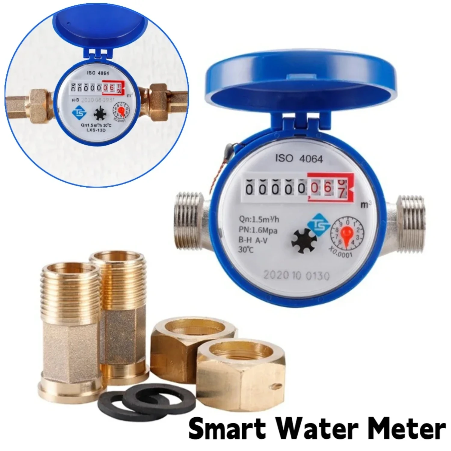 Cold Smart Water Meter E-Type Precision Digital Display Pointer Counter Flow Measuring Tool