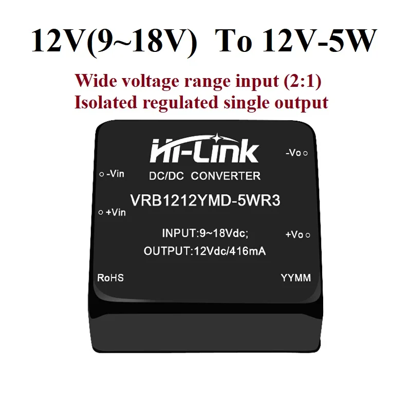 5W Isolated DC DC Buck Unit VRB12xxYMD 5WR3 2 1 Wide Input DIP Through Hole Single Stable Voltage Output