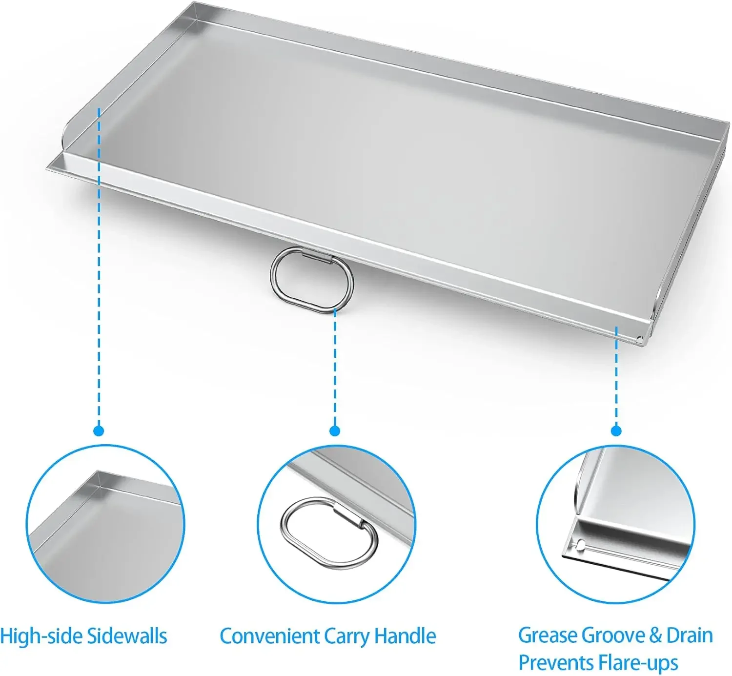 Plancha de cocina de repuesto de acero inoxidable fundido con mango para Camp Chef SG60, compatible con Camp Chef, estufa de 2 quemadores de 14"