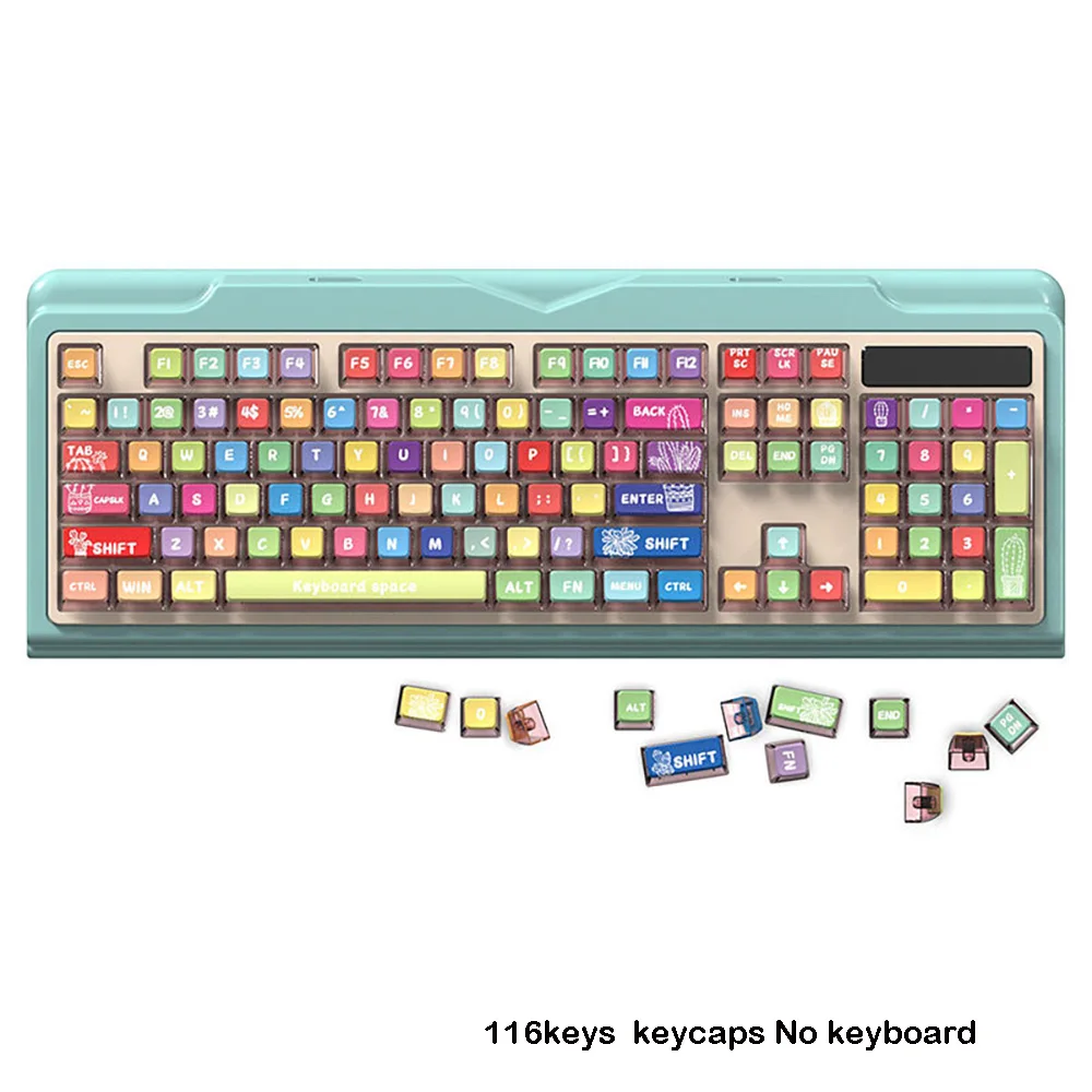 

Pudding Translucent Keycaps Rainbow Keycap 116 Keys ASA Profile PBT PC Dye-Sub Keycaps for Mechanical Keyboard Girls Key caps