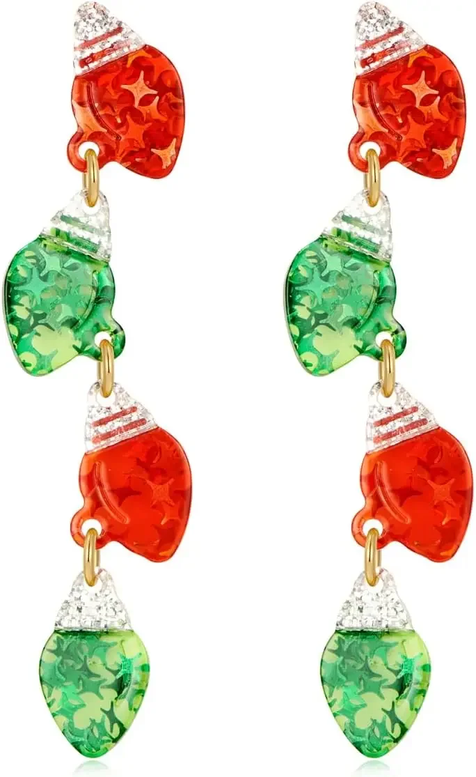 

Christmas Earrings for Women Holiday Jingle Bell Bow Tree Snowflake Stars Drop Dangle Earring Party Jewelry Festival Decoration