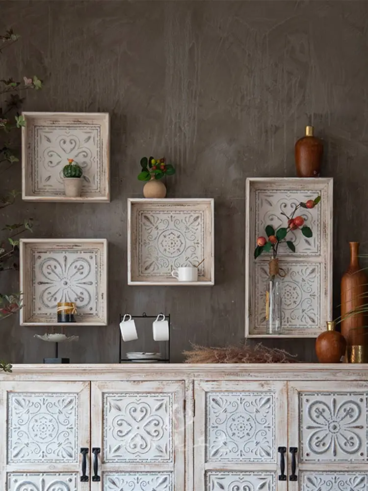 

Американский кантри Ретро Железное искусство Резное проживание в семье Отель Гостиная Спальня Стена Вход Украшение Хранение Настенный висит