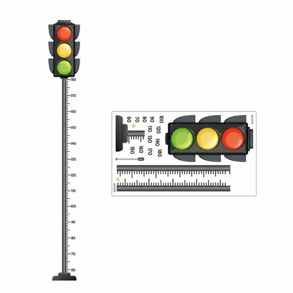 Traffic Light Height Chart Wall Sticker Removable Wall Mounted Kids Growth Chart Decal Peel and Stick Growth Measuring Tool