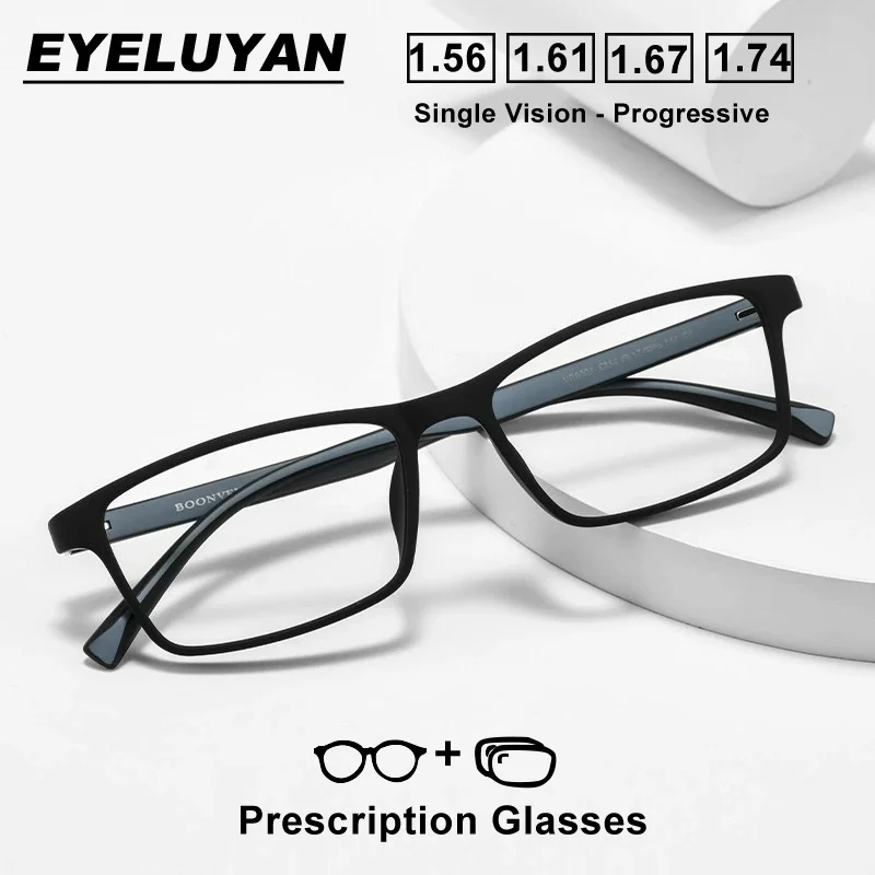 

EYELUYAN New Men's Prescription Eyeglasses Myopia Hyperopia Progressive Reading Glasses TR90 Rim Frame Optics Eyewear VB8004