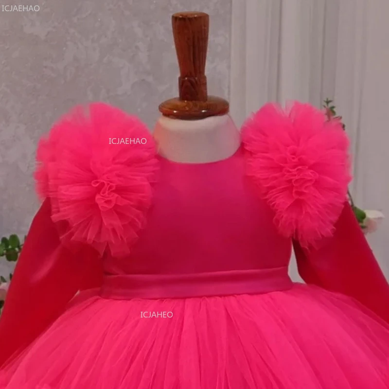 

Новое пышное платье принцессы из фатина цвета розовой розы для девочек, детский вечерний костюм, нарядное платье на первый день рождения, для торжественных мероприятий и праздников 2026 года
