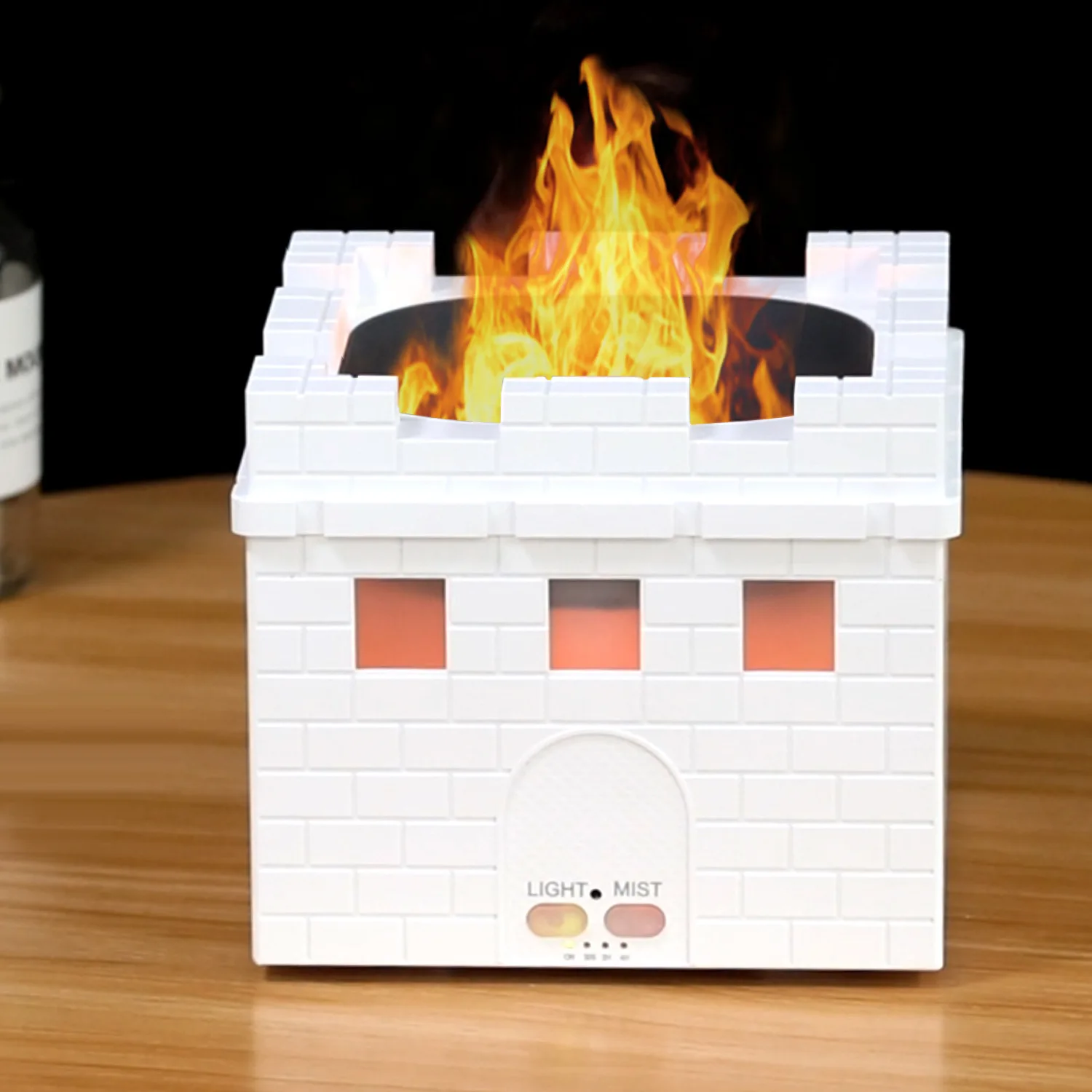 New Flame Humidifier House Model Colorful Mood Light Creative Fireplace Scene Decoration Indoor Aroma