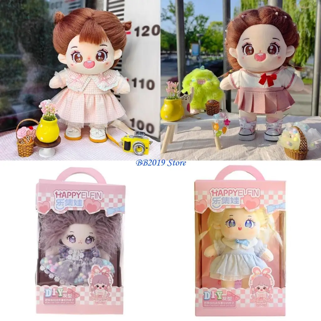 

Q0KB Baby Rag-Doll with DIY Hair Cotton Plush Doll Toy Children Room-Decoration