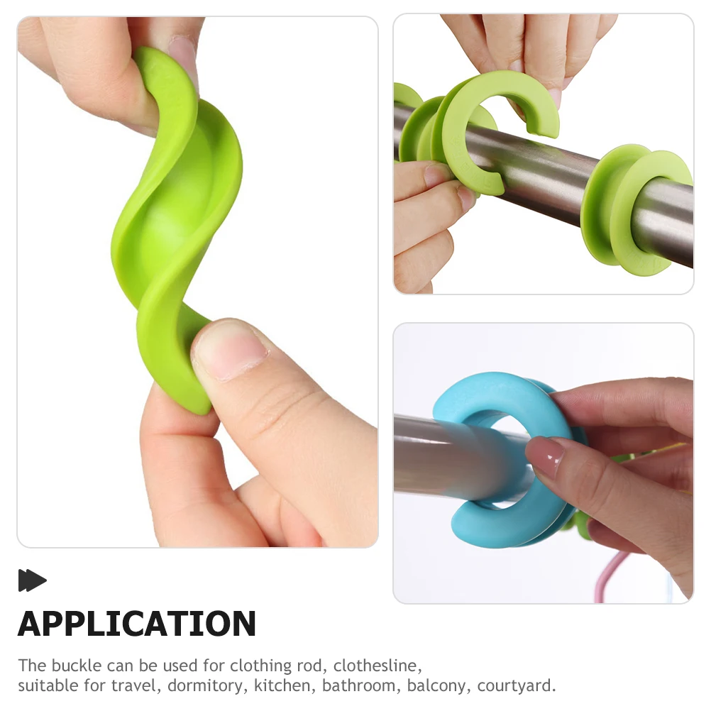 

12 Pcs Windproof Fixing Buckle Hanger Rings Clothes Drying Pole Spacers Anti Slip Silicone Coating Home Storage Organizer Indoor